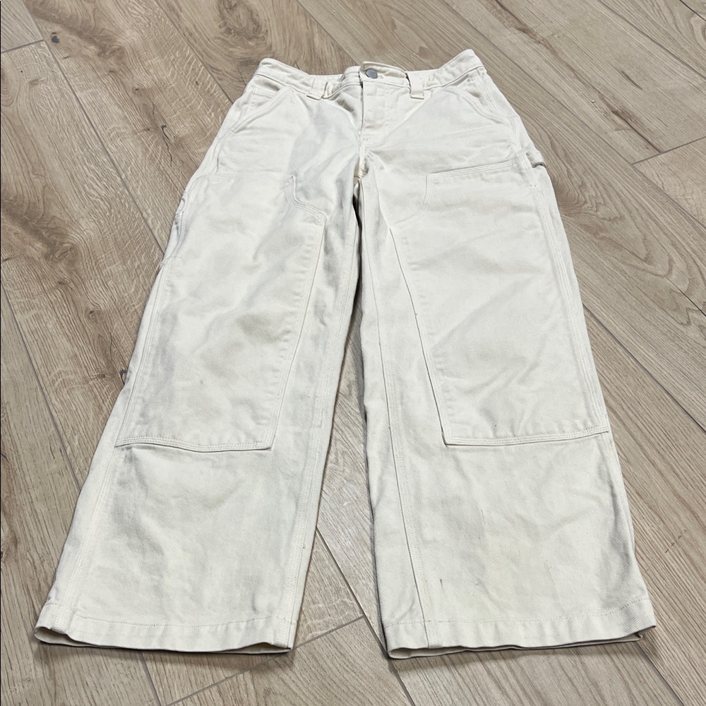 Aritzia TNA Carpenter dark Cream Wide Leg Pants